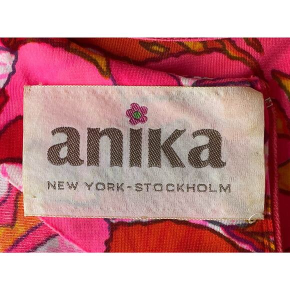 1960s Anika New York Stockholm Pinks & Oranges Floral Print Belted Dress - Picture 7 of 8